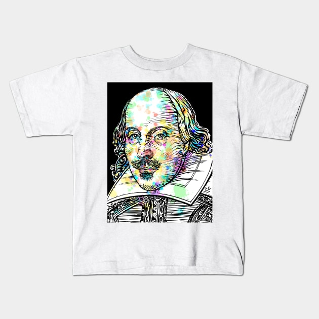 WILLIAM SHAKESPEARE watercolor and ink portrait Kids T-Shirt by lautir